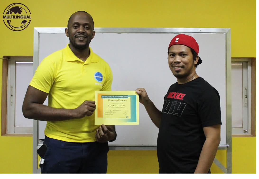 Certificate of completion, French A1